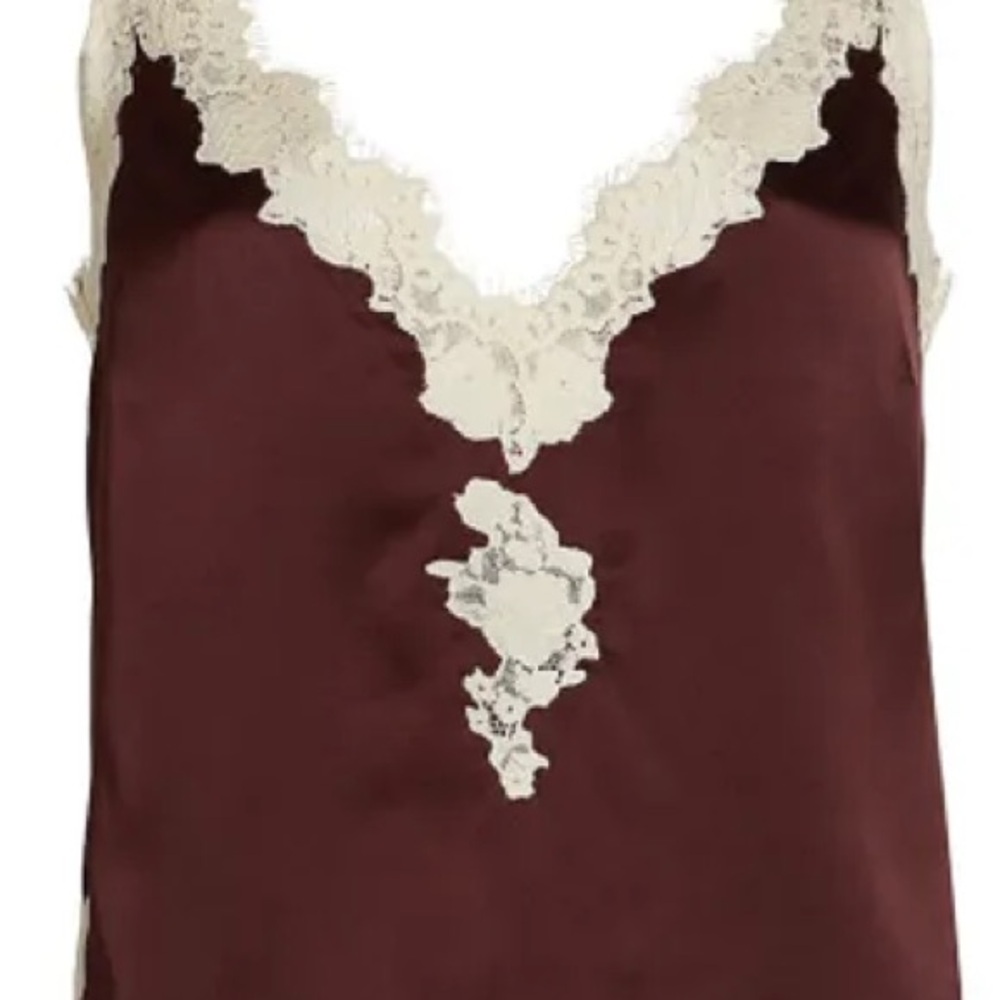 Doen Kira Silk Camisole with Lace Trim